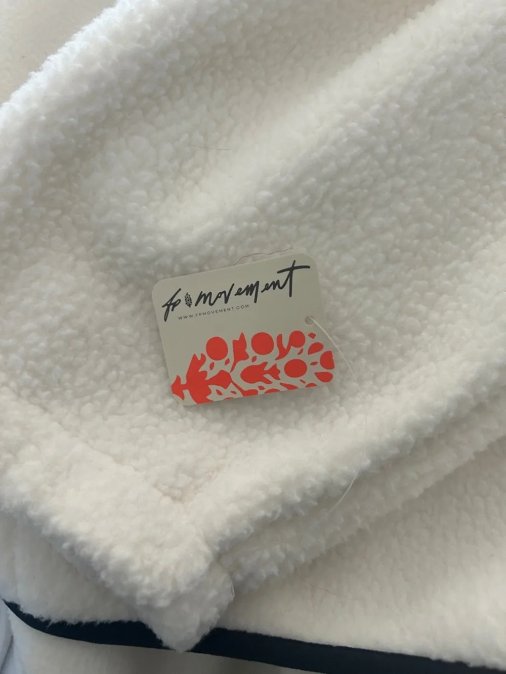 FP Movement by Free People Cream Sherpa Zip Jacket with Embroidered Accents - Picture 14 of 16